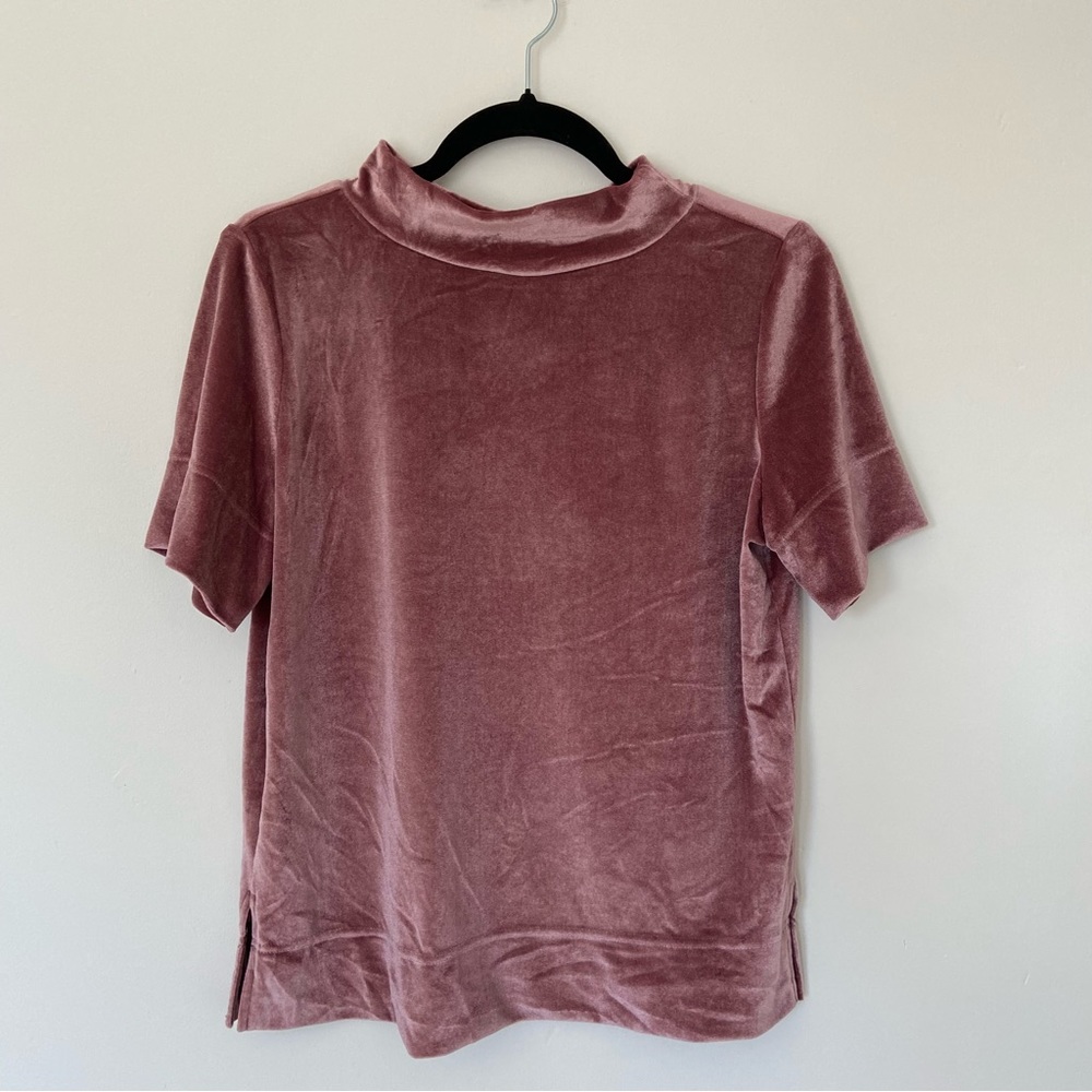 Anthropologie Pink Velvet Mock Neck Top size Small